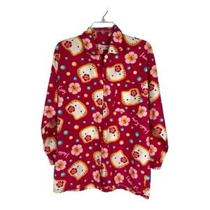 Sanrio Hello Kitty Vintage 1976 Pajama Button Front Top Pink M/L
